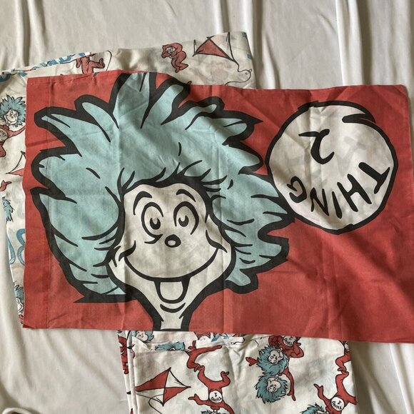 Dr. Seuss Thing 1 & Thing 2 Pillowcases & Sheets Set Twin Cotton Kids - Picture 3 of 8